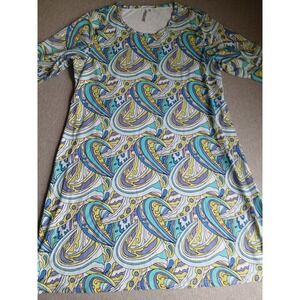 Lulu B Dress XL Colorful Paisley Stretch Knee Length Boho Bohemian Beach
